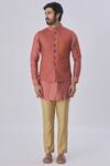 Buy_Kunal Anil Tanna_Pink Spun Silk Textured Bundi And Kurta Set_Online_at_Aza_Fashions