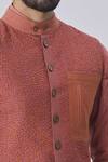 Kunal Anil Tanna_Pink Spun Silk Textured Bundi And Kurta Set_at_Aza_Fashions
