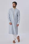Kunal Anil Tanna_Blue Spun Silk Textured Kurta And Pant Set_Online_at_Aza_Fashions