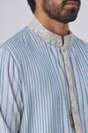 Kunal Anil Tanna_Blue Spun Silk Textured Kurta And Pant Set_at_Aza_Fashions
