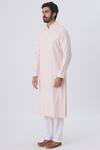 Buy_Kunal Anil Tanna_Peach Spun Silk Textured Kurta And Pant Set  _Online_at_Aza_Fashions