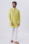 Kunal Anil Tanna_Yellow Spun Silk Embroidered Bundi And Kurta Set_Online_at_Aza_Fashions