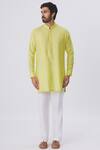 Buy_Kunal Anil Tanna_Yellow Spun Silk Embroidered Bundi And Kurta Set_Online_at_Aza_Fashions