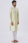 Buy_Kunal Anil Tanna_Yellow Spun Silk Embellished Kurta And Pant Set_Online_at_Aza_Fashions