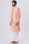 Buy_Kunal Anil Tanna_Peach Spun Silk Embroidered Bundi And Kurta Set_Online_at_Aza_Fashions