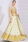 Buy_Blue Lotus Design_White Printed Lehenga Set _at_Aza_Fashions