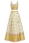 Buy_Blue Lotus Design_White Printed Lehenga Set _Online_at_Aza_Fashions