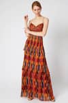 Saaksha & Kinni_Multi Color Chiffon Layered Maxi Dress_Online_at_Aza_Fashions