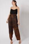 Buy_Saaksha & Kinni_Brown Satin Printed Trousers_at_Aza_Fashions