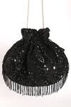 Shop_Ara Studio_Black Beads Embellished Potli Bag_at_Aza_Fashions