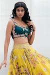 Mrunalini Rao_Yellow Organza Floral Lehenga Set_Online_at_Aza_Fashions