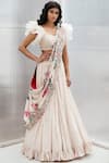 Buy_Mrunalini Rao_White Crepe Embroidered Lehenga Set_at_Aza_Fashions