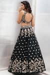 Shop_Mrunalini Rao_Black Raw Silk Hand Embroidered Lehenga Set_at_Aza_Fashions