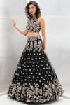 Mrunalini Rao_Black Raw Silk Hand Embroidered Lehenga Set_Online_at_Aza_Fashions