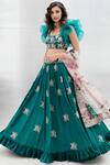 Buy_Mrunalini Rao_Green Crepe Embroidered Lehenga Set_at_Aza_Fashions