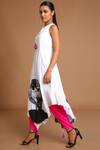 Masaba_White Top Printed Tunic Dhoti Pant Set_Online_at_Aza_Fashions