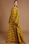 Masaba_Yellow Crepe Printed Kaftan_Online_at_Aza_Fashions