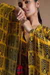 Buy_Masaba_Yellow Crepe Printed Kaftan_Online_at_Aza_Fashions