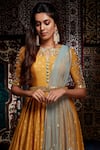 Buy_Salian By Anushree_Yellow Linen Silk Round Anarkali With Dupatta _Online_at_Aza_Fashions