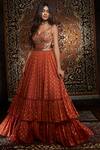 Buy_Salian By Anushree_Orange Crepe V Neck Embroidered Anarkali With Dupatta _at_Aza_Fashions