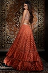 Shop_Salian By Anushree_Orange Crepe V Neck Embroidered Anarkali With Dupatta _at_Aza_Fashions