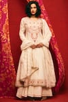 Buy_Nadima Saqib_White Chanderi Silk Round Anarkali Set _at_Aza_Fashions