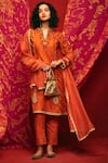 Buy_Nadima Saqib_Orange Chanderi Silk Round Kurta Set _at_Aza_Fashions