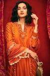 Shop_Nadima Saqib_Orange Chanderi Silk Round Kurta Set _at_Aza_Fashions