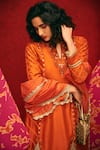 Nadima Saqib_Orange Chanderi Silk Round Kurta Set _Online_at_Aza_Fashions