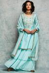 Buy_Nadima Saqib_Blue Chanderi Silk Round Kurta Set _at_Aza_Fashions
