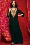 Buy_Nadima Saqib_Black Viscose Cotton Round Embroidered Kurta  _at_Aza_Fashions