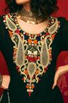 Buy_Nadima Saqib_Black Viscose Cotton Round Embroidered Kurta  _Online_at_Aza_Fashions
