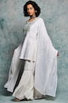 Shop Nadima Saqib White Chanderi Silk, Viscose Cotton Round Kurta Sharara Set at Aza Fashions Shop_Nadima Saqib_White Chanderi Silk, Viscose Cotton Round Kurta Sharara Set _at_Aza_Fashions