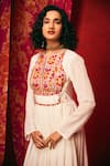 Shop_Nadima Saqib_White Viscose Cotton Round Embroidered Anarkali _at_Aza_Fashions