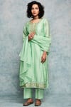 Buy_Nadima Saqib_Green Chanderi Silk Round Kurta Set _at_Aza_Fashions