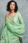 Shop_Nadima Saqib_Green Chanderi Silk Round Kurta Set _at_Aza_Fashions