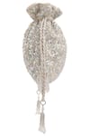 Aanchal Sayal_White Sequins Velvet Embellished Potli Bag _Online_at_Aza_Fashions