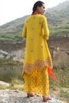 Shop_Swati Vijaivargie_Yellow Linen Satin Round Embellished Kurta Palazzo Set _at_Aza_Fashions