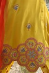 Buy_Swati Vijaivargie_Yellow Linen Satin Round Embellished Kurta Palazzo Set _Online_at_Aza_Fashions