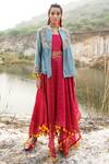 Buy Swati Vijaivargie Pink Silk Jacket Open Chanderi Dress With at Aza Fashions Buy_Swati Vijaivargie_Pink Silk Jacket Open Chanderi Dress With _at_Aza_Fashions