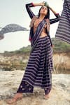 Buy_Swati Vijaivargie_Blue Modal Satin Jacket Open Embellished Saree Set _at_Aza_Fashions