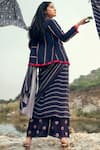 Shop_Swati Vijaivargie_Blue Modal Satin Jacket Open Embellished Saree Set _at_Aza_Fashions