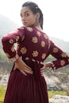 Buy Swati Vijaivargie Maroon Cotton Silk V Neck Anarkali Set Online at Aza Fashions Buy_Swati Vijaivargie_Maroon Cotton Silk V Neck Anarkali Set _Online_at_Aza_Fashions