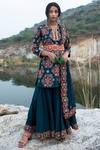 Buy_Swati Vijaivargie_Blue Silk Notched Kurta Sharara Set _at_Aza_Fashions