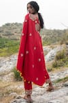 Shop Swati Vijaivargie Red Silk Asymmetric One Shoulder Kurta Set at Aza Fashions Shop_Swati Vijaivargie_Red Silk Asymmetric One Shoulder Kurta Set _at_Aza_Fashions