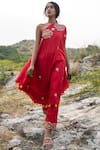 Buy Swati Vijaivargie Red Silk Asymmetric One Shoulder Kurta Set at Aza Fashions Buy_Swati Vijaivargie_Red Silk Asymmetric One Shoulder Kurta Set _at_Aza_Fashions
