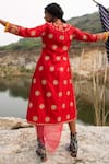 Shop_Swati Vijaivargie_Red Silk Round Embellished Kurta _at_Aza_Fashions