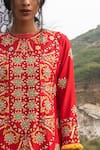 Buy_Swati Vijaivargie_Red Silk Round Embellished Kurta _Online_at_Aza_Fashions