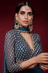 Shop_Vvani by vani vats_Blue Georgette V Neck Embroidered Gharara Set _Online_at_Aza_Fashions
