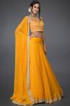 Talking Threads_Yellow Pure Satin Silk Leheriya Lehenga Set_Online_at_Aza_Fashions
